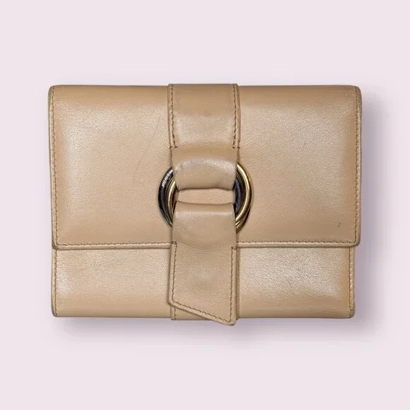 Vintage Cartier Trinity Compact Tri-Fold Wallet | Beige/Tan - Picture 2 of 7
